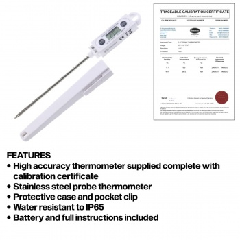 Brannan Calibrated Water Resistant Digital Thermometer | Calibration Date 14/03/2024