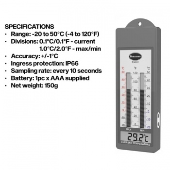 WaterProof Digital Maximum / Minimum Thermometer | Brannan