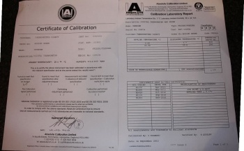 ReCalibration Certificate 2 POINT Traceable (Delivery 2 Weeks)