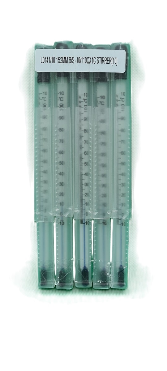 152mm Glass Blue Spirit Thermometer (10 pack)