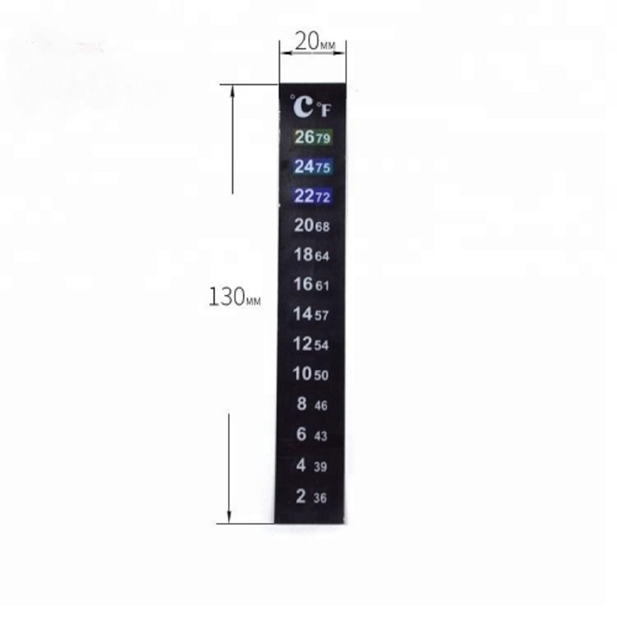Vertical LCD Temperature Strip 2 to 26oC