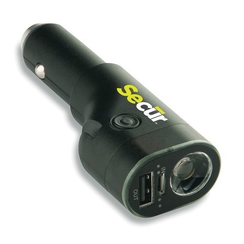 Secur SP-4003 Six in One Car Charger - power bank, flashlight, emergency light, window breaker, belt cutter