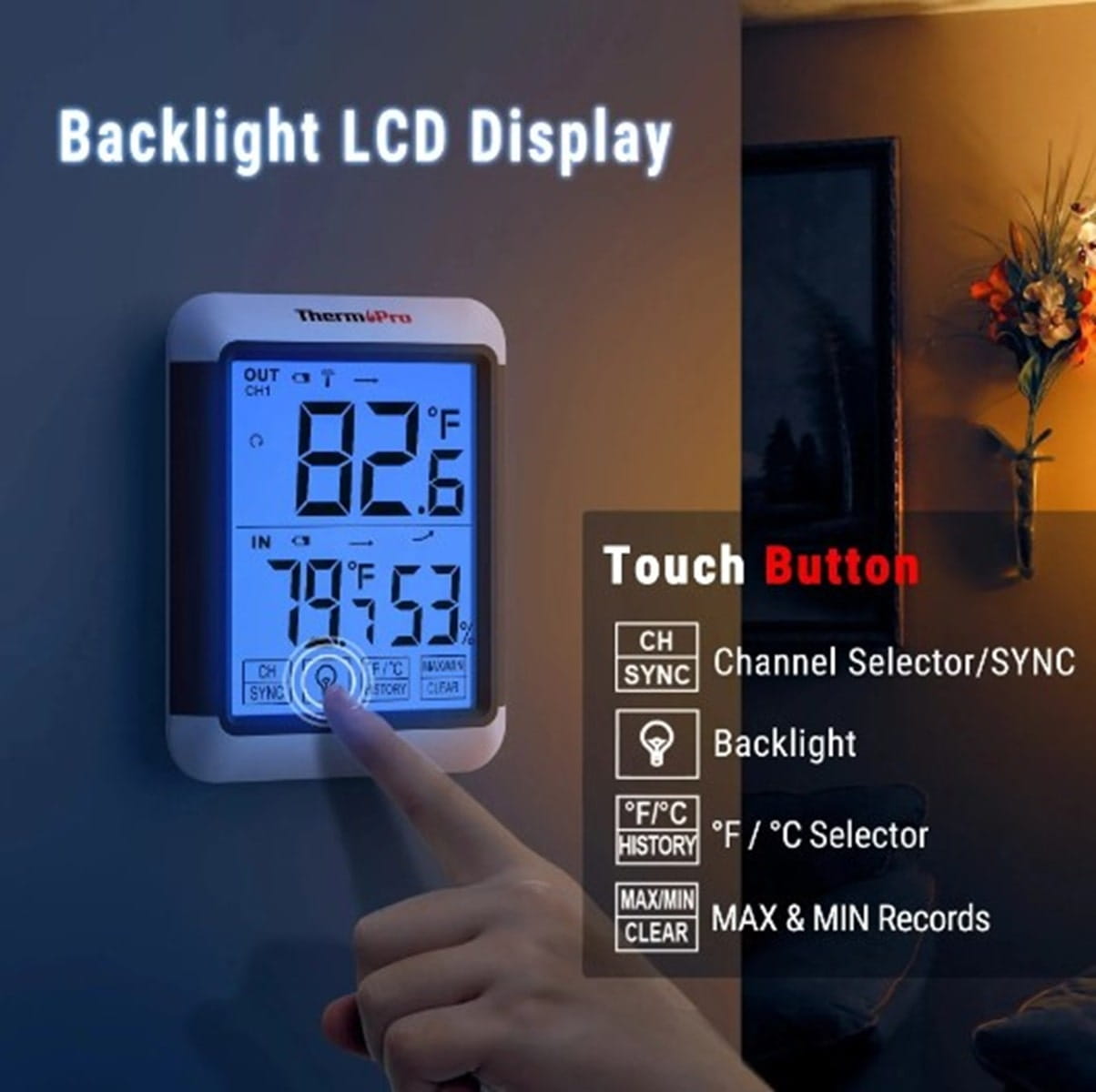 ThermoPro TP60 Wireless Hygrometer Thermometer - Indoor Outdoor Temperature Humidity Monitor