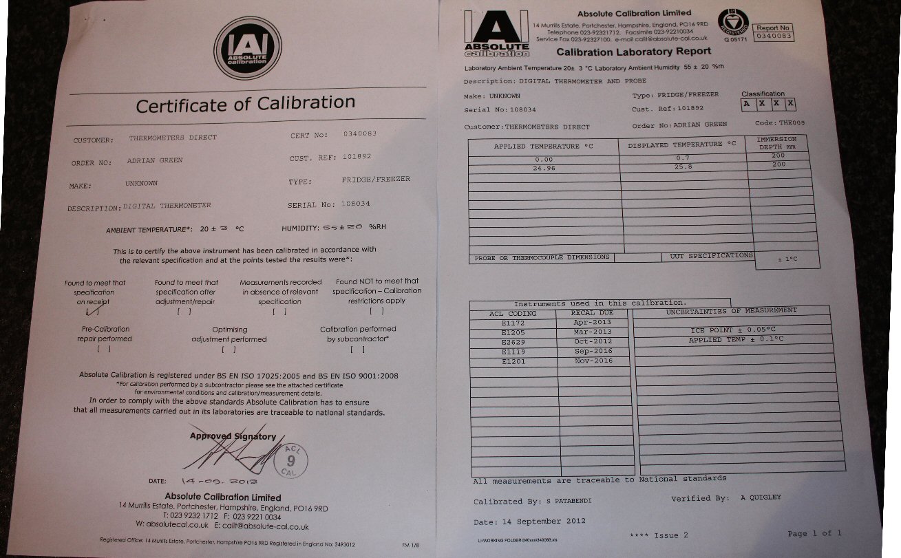 Full UKAS ReCalibration Certificate 3 Points (Delivery 2 Weeks)