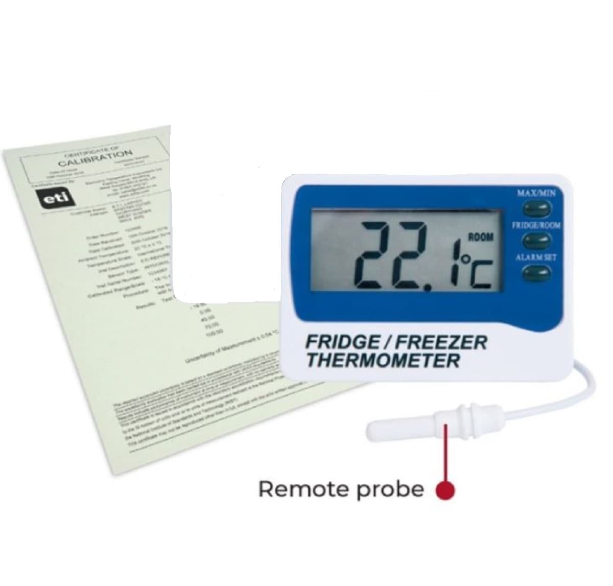 ETI 891210 UKAS Calibrated Fridge Freezer Thermometer
